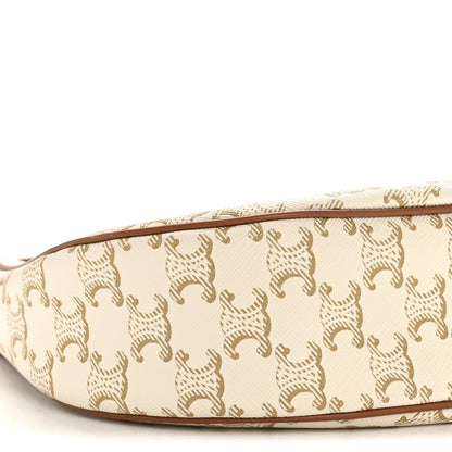 Canvas Calfskin Ava Triomphe Shoulder Bag White