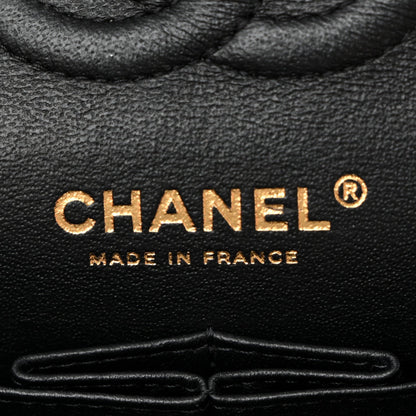 Lambskin Chevron Quilted Small Double Flap Black