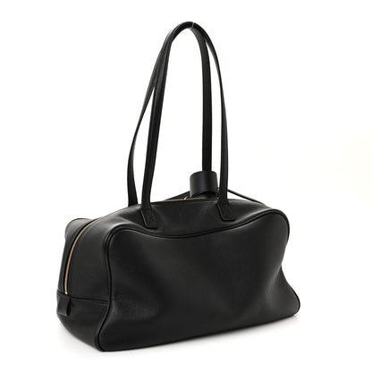 Grained Calfskin Medium Carrie Bowling Bag Black