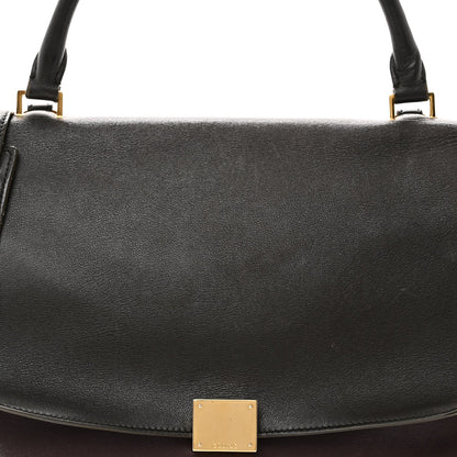 Calfskin and Suede Small Tri-Color Trapeze Dark Grey