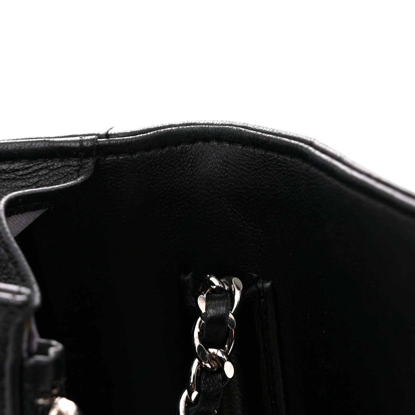 Lambskin Camellia Embossed Wallet On Chain WOC Black