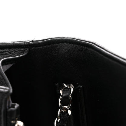 Lambskin Camellia Embossed Wallet On Chain WOC Black