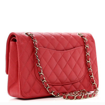 Caviar Quilted Medium Double Flap Red