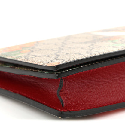 GG Supreme Monogram Tian Chain Wallet Beige Multicolor Red