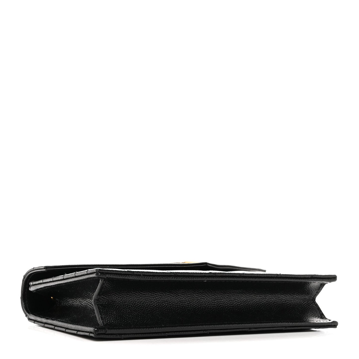 Grain De Poudre Matelasse Chevron Monogram Envelope Chain Wallet Black