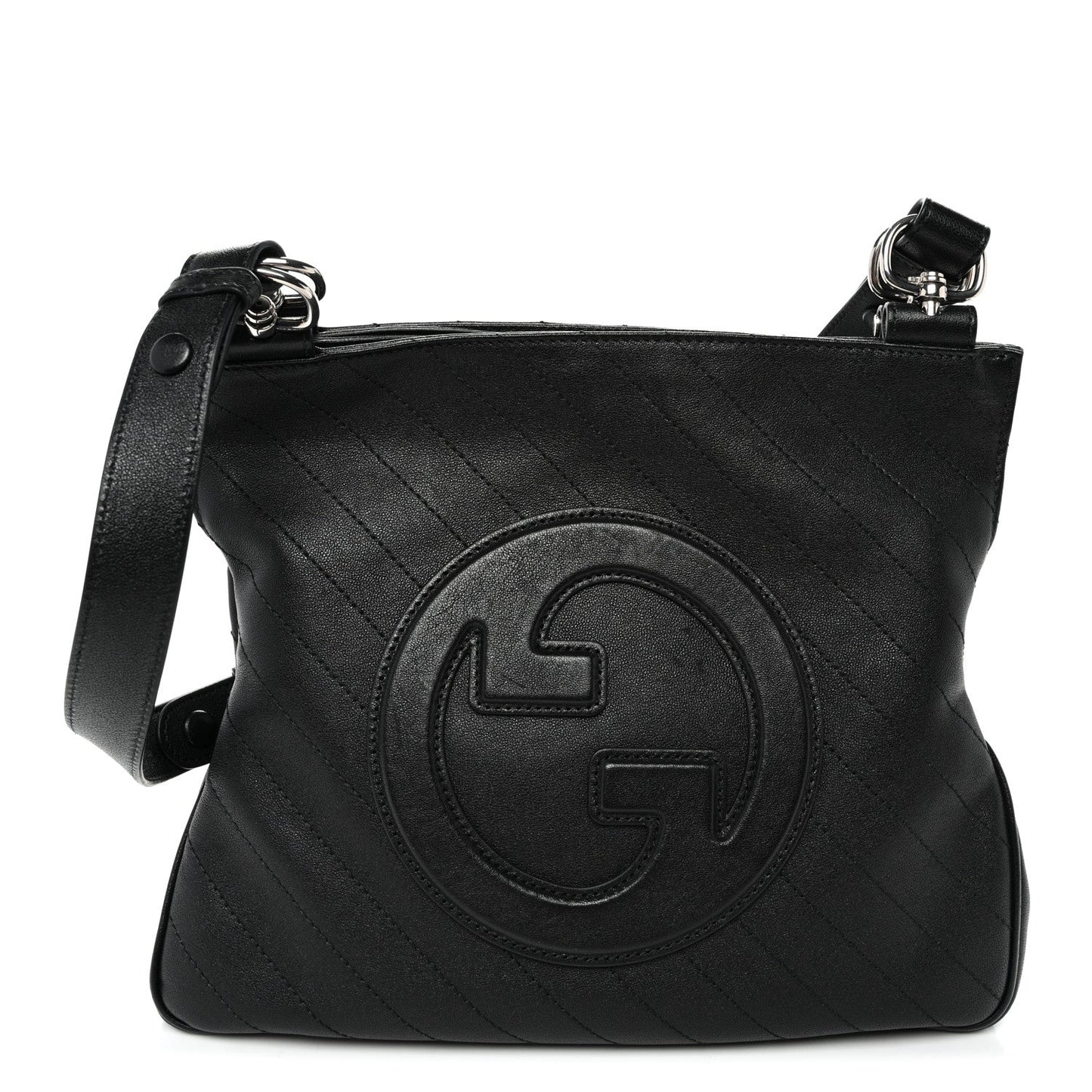 Sakai Be Green Calfskin Diagonal Stitched Small Blondie Tote  Black
