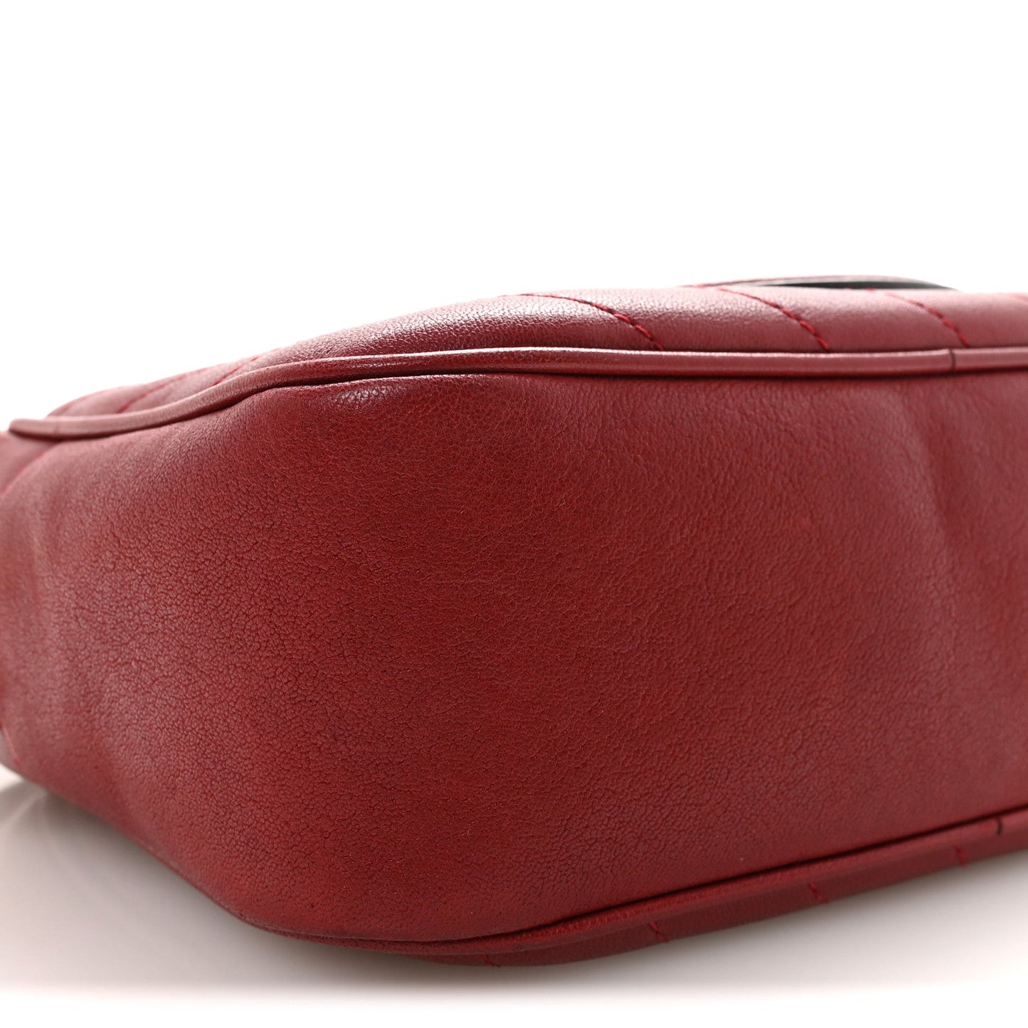 Sakai Be Green Calfskin Diagonal Stitched Small Blondie Shoulder Bag Rosso