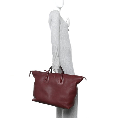 Grained Calfskin Duffle Bag Burgundy
