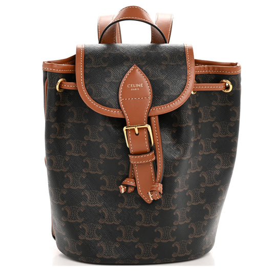 Triomphe Canvas Calfskin Mini Folco Backpack Tan