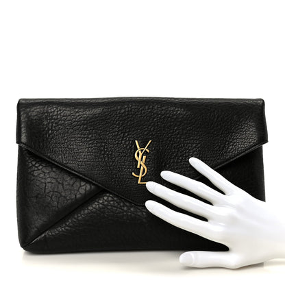 Grained Lambskin Cassandre Envelope Pouch Black