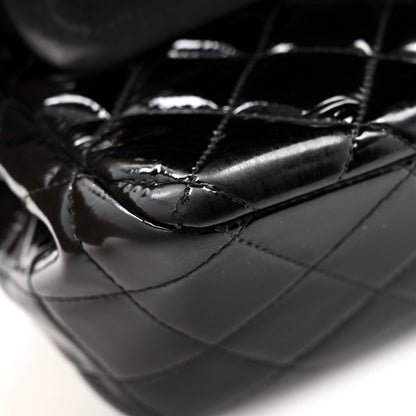 Patent Quilted Jumbo Double Flap Black