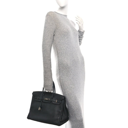 Togo Birkin 35 Black Bleu Agate