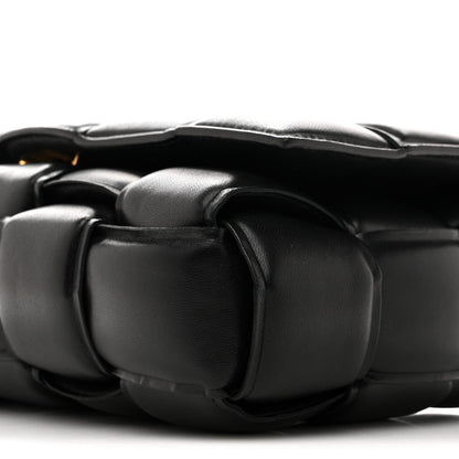 Paper Calfskin Maxi Intreccio Padded Cassette Crossbody Bag Black