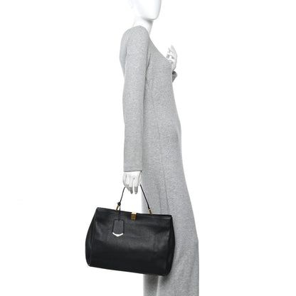 Calfskin Le Dix Soft Cabas M Shoulder Bag Black