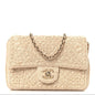 Crochet Embroidered Mini Rectangular Flap Beige