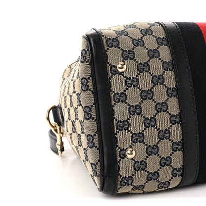 Monogram Selleria Calfskin Vintage Web Medium Boston Beige Blue
