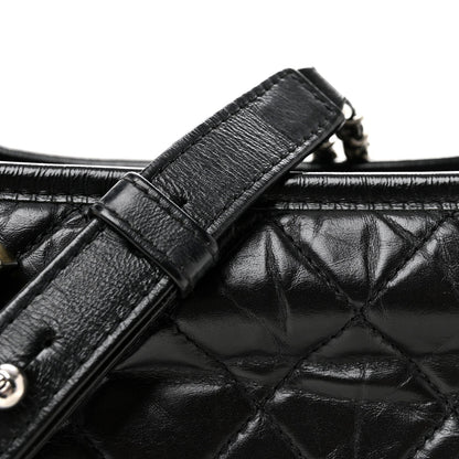 Aged Calfskin Quilted Small Gabrielle Hobo Black