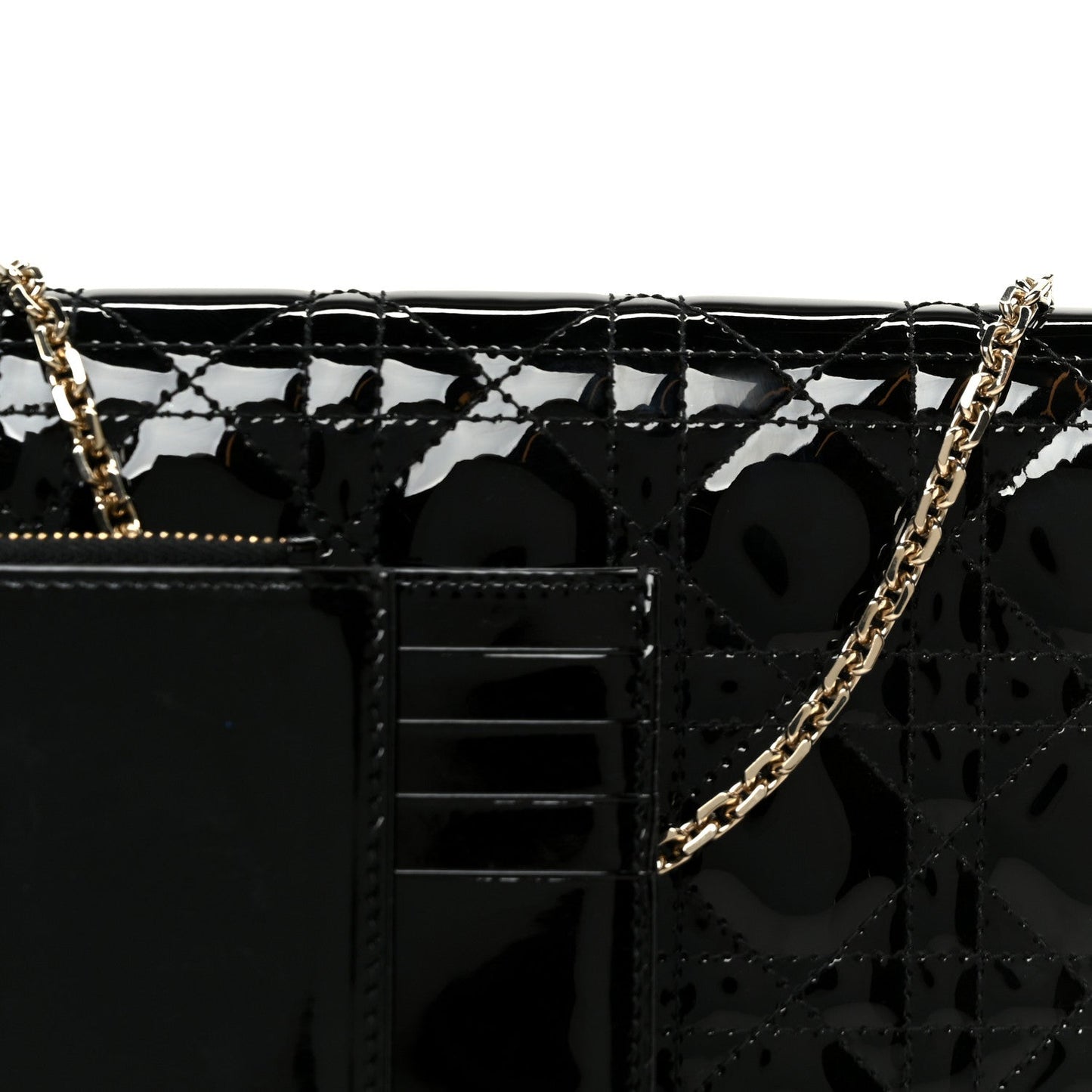 Patent Cannage Lady Dior Convertible Clutch Black