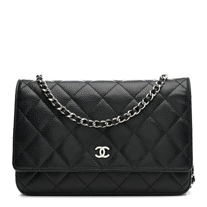 Caviar Quilted Wallet on Chain WOC Black