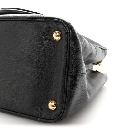 Saffiano Lux Small Galleria Double Zip Tote Black
