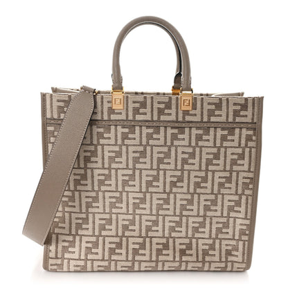 Chenille Vitello Cher FF Medium Fendi Sunshine Shopper Tote Tortora