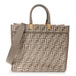 Chenille Vitello Cher FF Medium Fendi Sunshine Shopper Tote Tortora