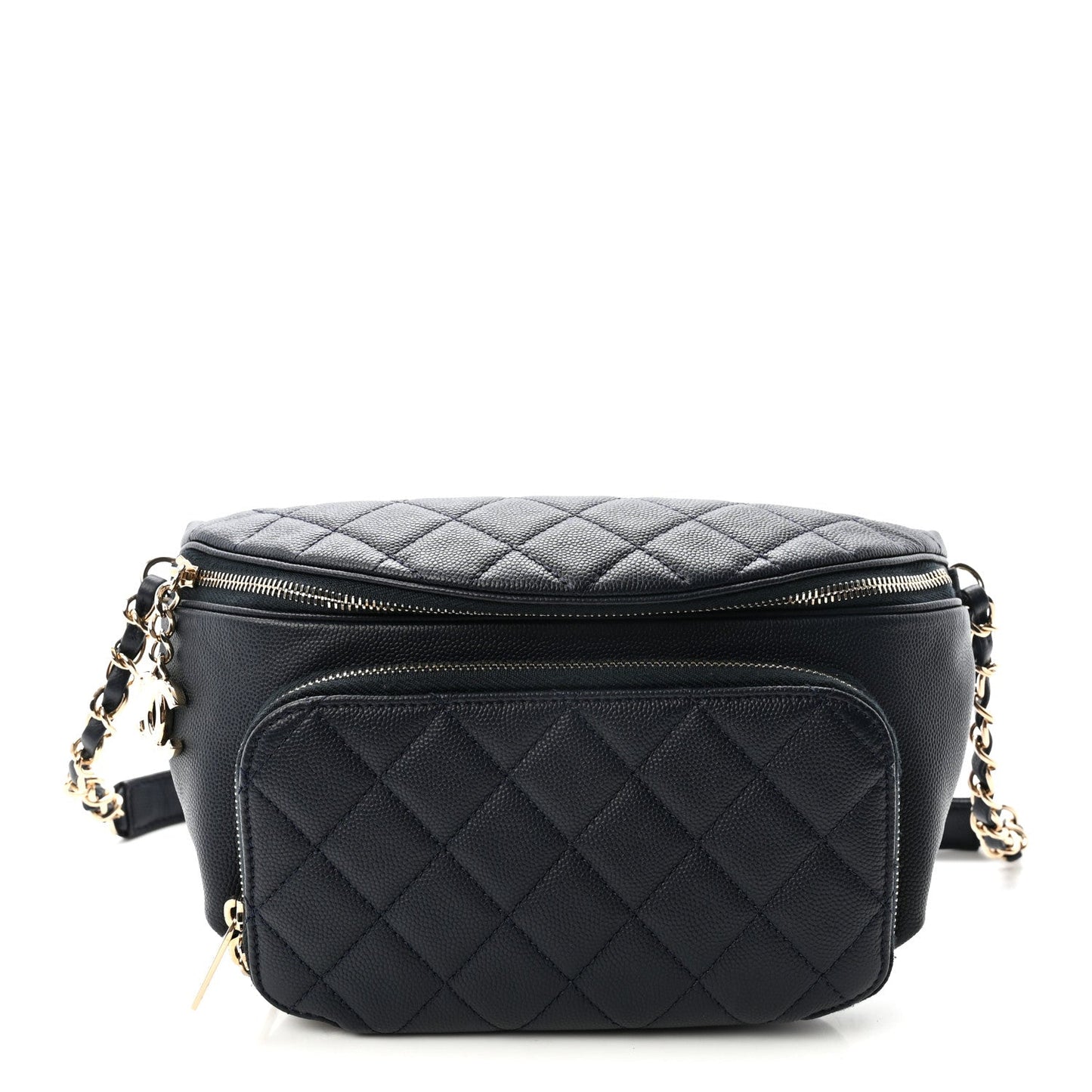 Caviar Quilted Business Affinity Waist Belt Bag Navy