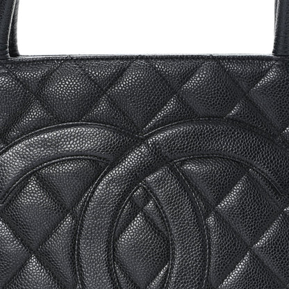 Caviar Quilted Medallion Tote Black