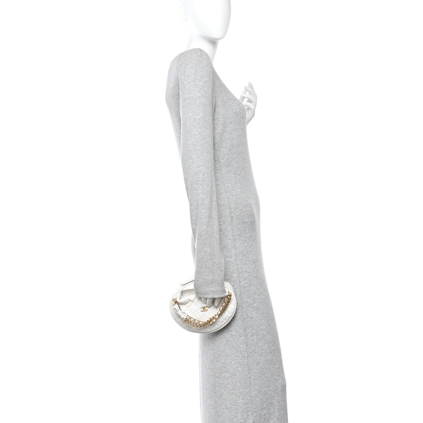 Shiny Caviar Quilted Bow Pouch Hobo White