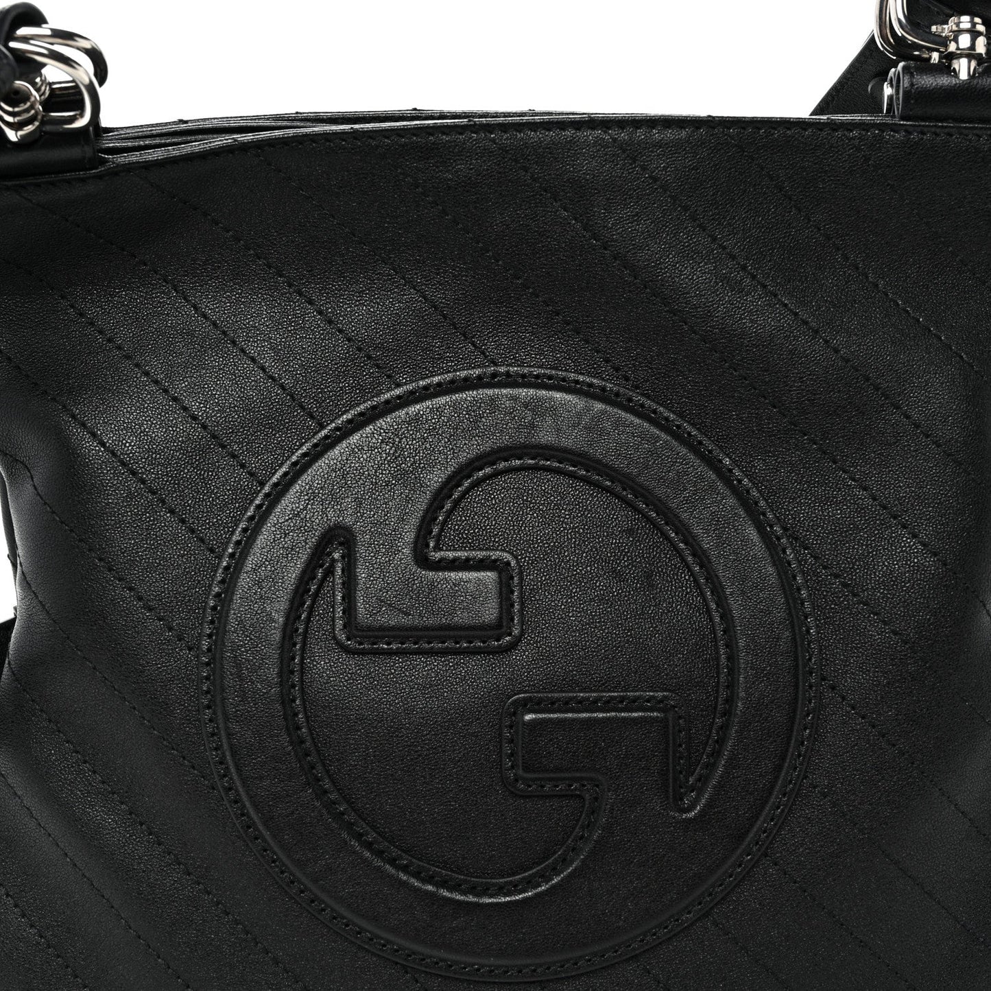 Sakai Be Green Calfskin Diagonal Stitched Small Blondie Tote  Black