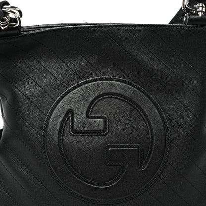 Sakai Be Green Calfskin Diagonal Stitched Small Blondie Tote  Black
