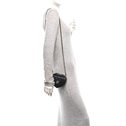 Lambskin Quilted CC In Love Heart Clutch With Chain Black