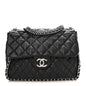 Washed Lambskin Quilted Maxi Chain Around Flap Black