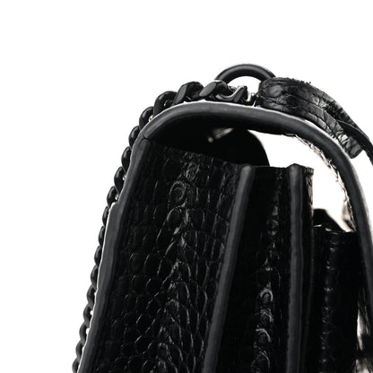 Calfskin Crocodile Embossed Medium Monochrome Monogram Sunset Black