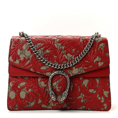 GG Supreme Monogram Arabesque Medium Dionysus Shoulder Bag Hibiscus Red