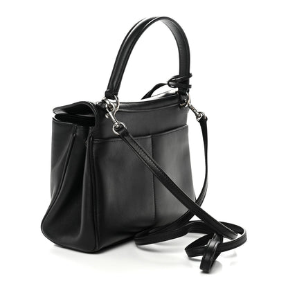 Natural Smooth Calfskin Mini Rodeo Top Handle Handbag Black
