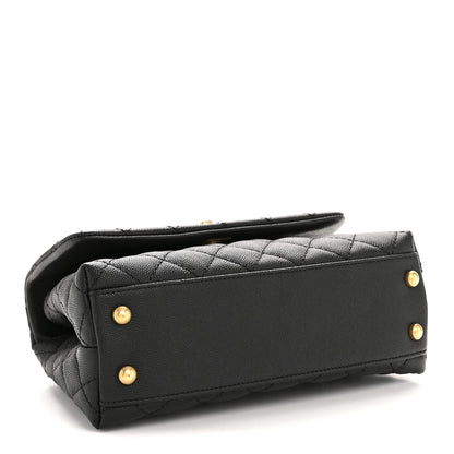 Caviar Quilted Mini Coco Handle Flap Black