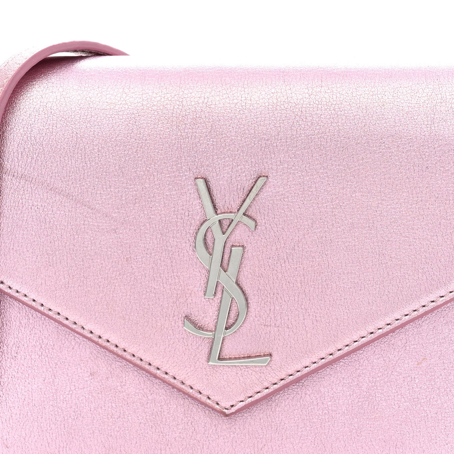 Metallic Calfskin Monogram Envelope Chain Wallet New Azalea