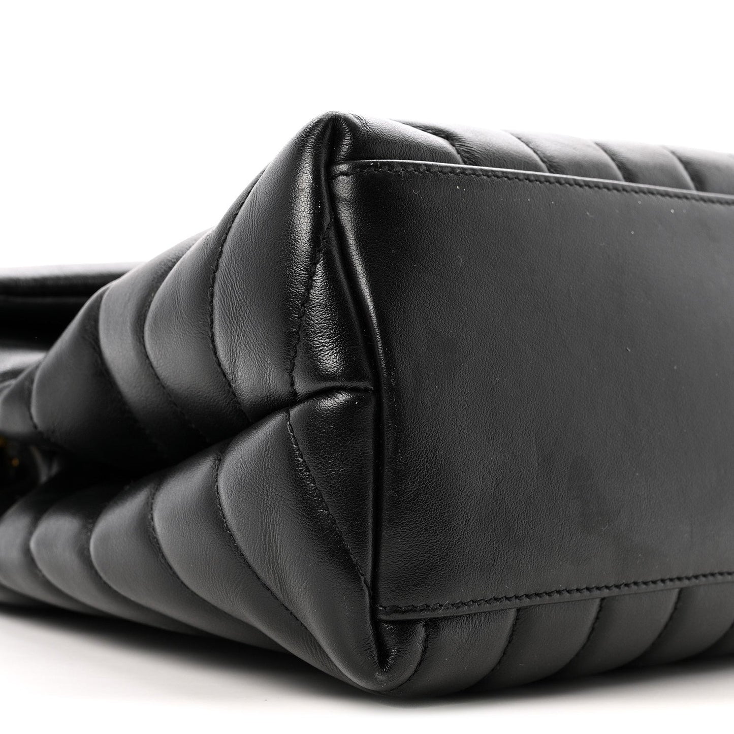 Calfskin Y Quilted Monogram Medium Loulou Chain Satchel Black