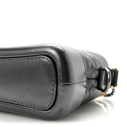 Metallic Aged Calfskin Chevron Quilted Small Gabrielle Hobo Dark Grey