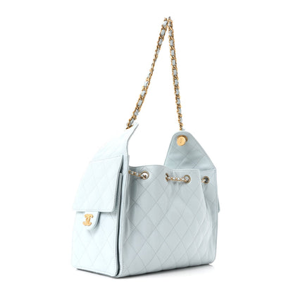 Caviar Quilted Small Chanel 25 Handbag Light Blue