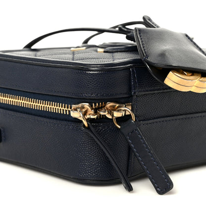 Caviar Quilted Small CC Filigree Vanity Case Navy