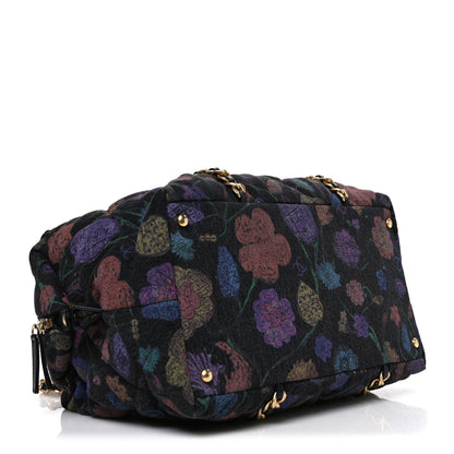 Denim Printed Destination Chenonceau Shoulder Bag Charcoal Multicolor