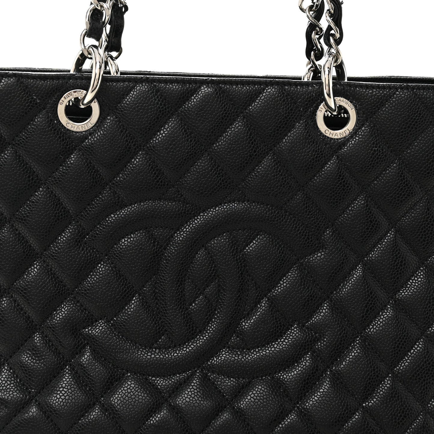 Caviar Quilted Grand Shopping Tote GST Black