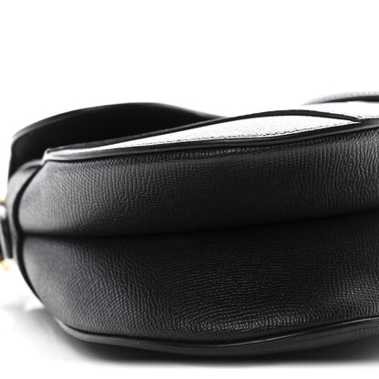 Grained Calfskin Saddle Bag Black