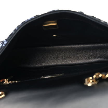 Sequin Quilted Small Single Flap Black