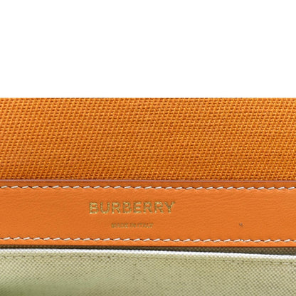 BURBERRY Horseferry Print Lola Canvas Leather Shoulder Bag Orange
