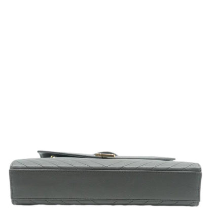 YVES SAINT LAURENT Large Envelope Chevron Leather Shoulder Bag Gray