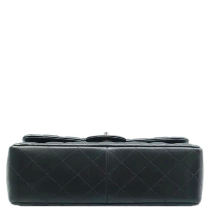 CHANEL Jumbo Classic Double Flap Quilted Leather Shoulder Bag Black