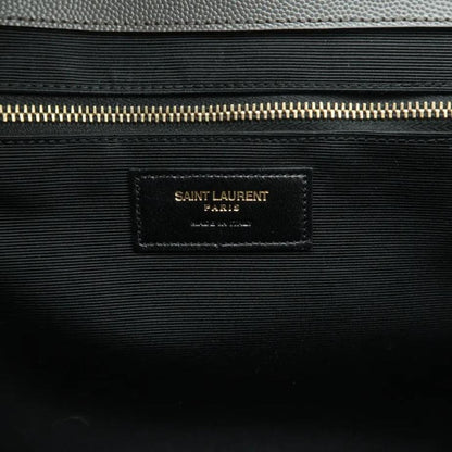 YVES SAINT LAURENT Large Envelope Chevron Leather Shoulder Bag Gray